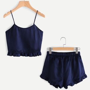 NWOT Silky Navy Blue Pajama Set